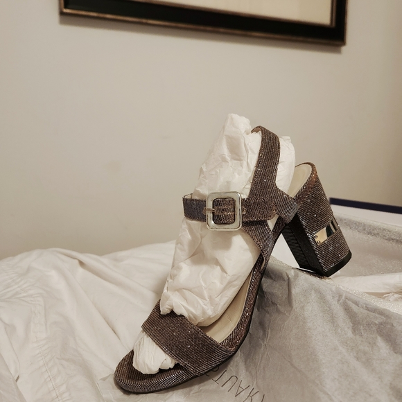 Stuart Weitzman metallic shimmer strappy heels - Picture 1 of 4